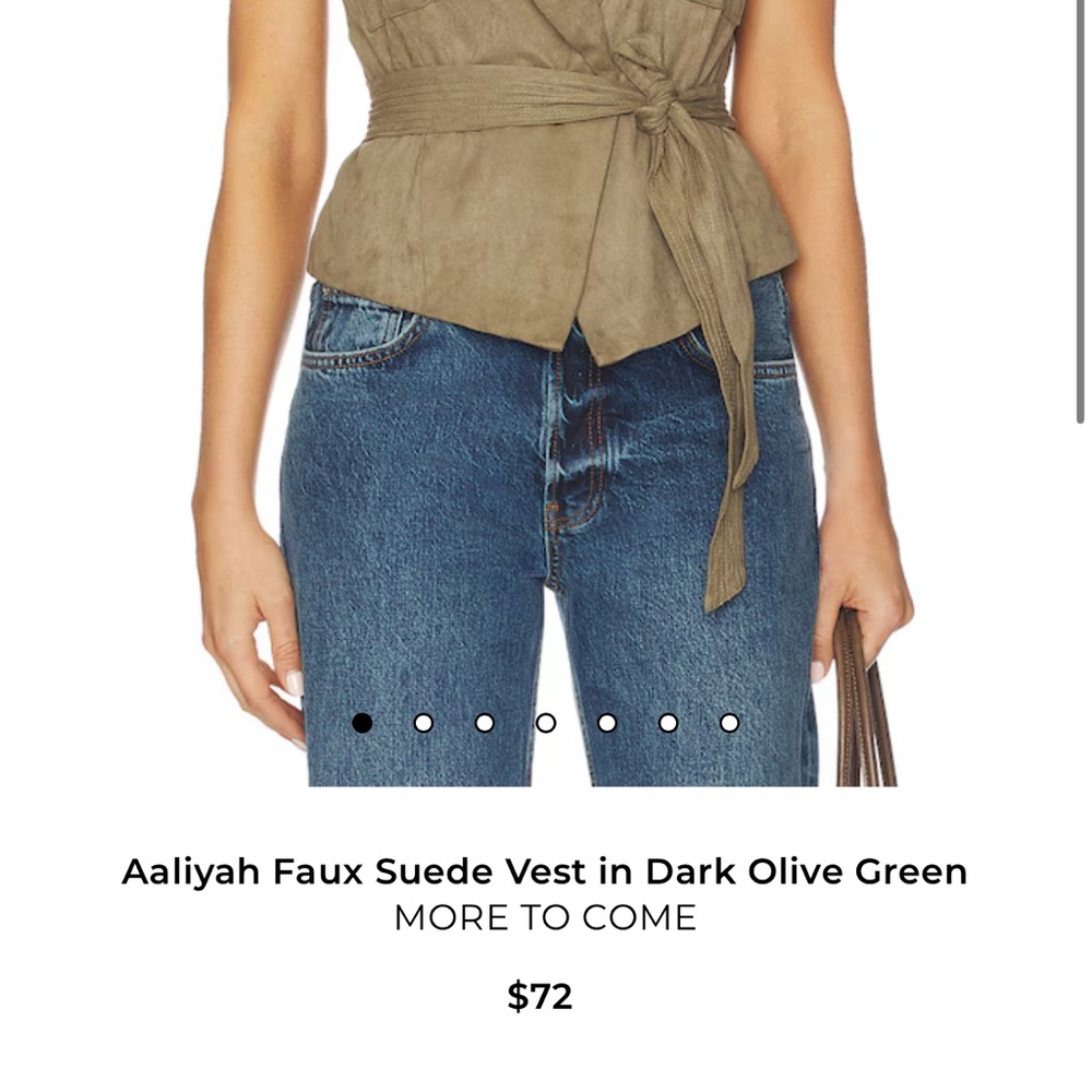 Revolve More To Come Aaliyah Faux Suede Vest in Dark Olive - NWT - Picture 5 of 10
